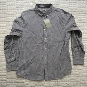 NWT striped navy blue and white everlane air oxford mens collar shirt